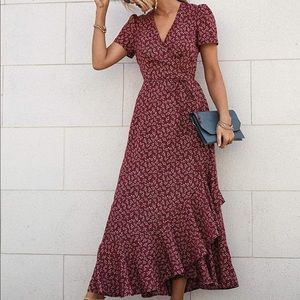 NWT Red Floral Summer Wrap Dress